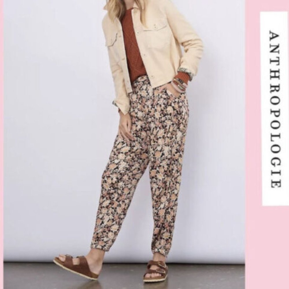 Anthropologie, Size 6,  Women Diandra Floral Print Tapered Zipper Hem Pants